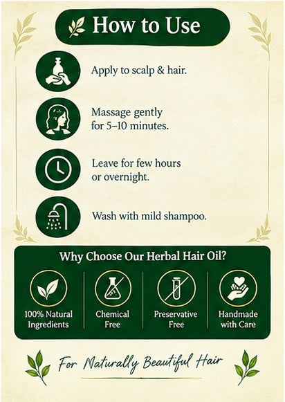 Uma's Herbal Hair Oil - Home Made - Nourishes Roots • Strengthens Hair • Restores Confidence