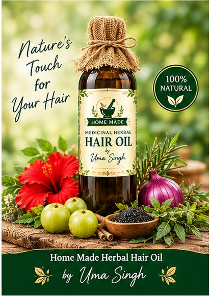 Uma's Herbal Hair Oil - Home Made - Nourishes Roots • Strengthens Hair • Restores Confidence